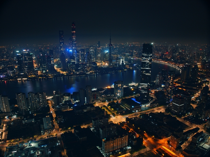 上海北外滩陆家嘴无LED夜景