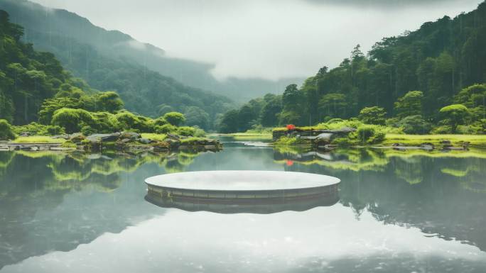 4K中国风唯美山水舞台背景