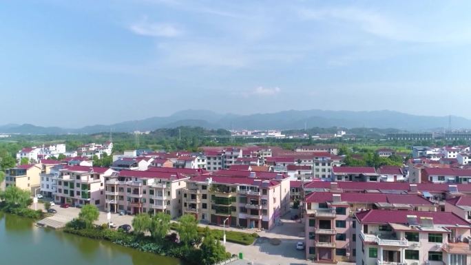 浙江金华后陈村航拍美丽乡村绿水青山风景