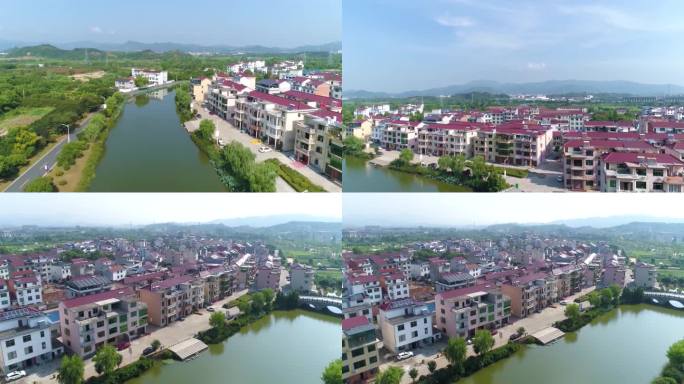 浙江金华后陈村航拍美丽乡村绿水青山风景