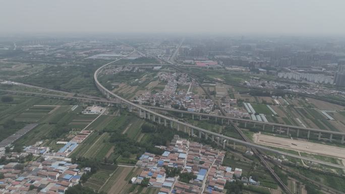 铁路高铁网米字型铁路井字形铁路交通航拍