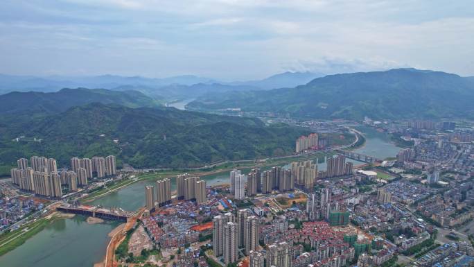 航拍福建南平建瓯城市大景