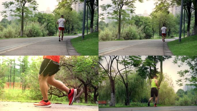 跑步晨跑运动健身慢跑长跑慢动作升格
