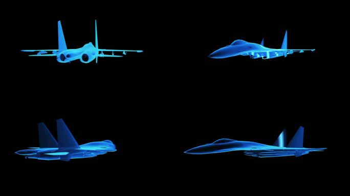 歼15战斗机全息蓝色科技通道素材