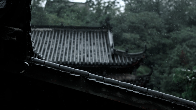 唯美江南烟雨屋檐雨滴