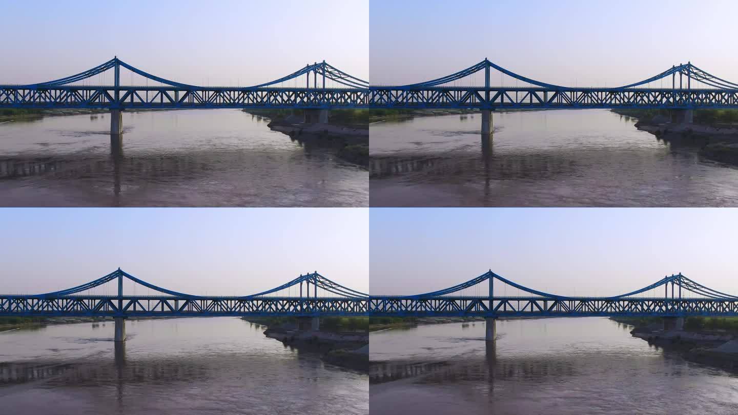 山东济南黄河石济客专公铁两用大桥航拍