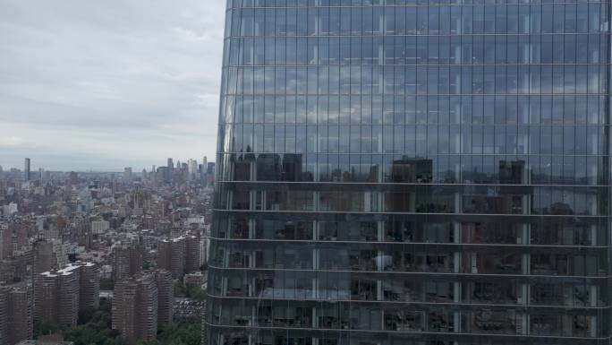 城市航拍纽约曼哈顿摩天大楼哈德逊河天际线