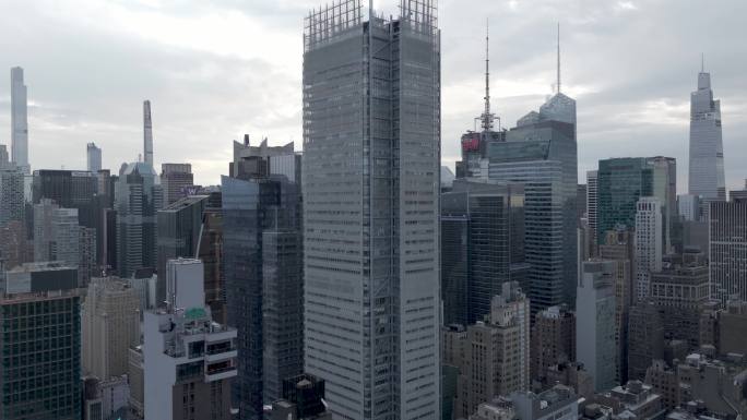 城市航拍纽约曼哈顿纽约时报大厦摩天大楼
