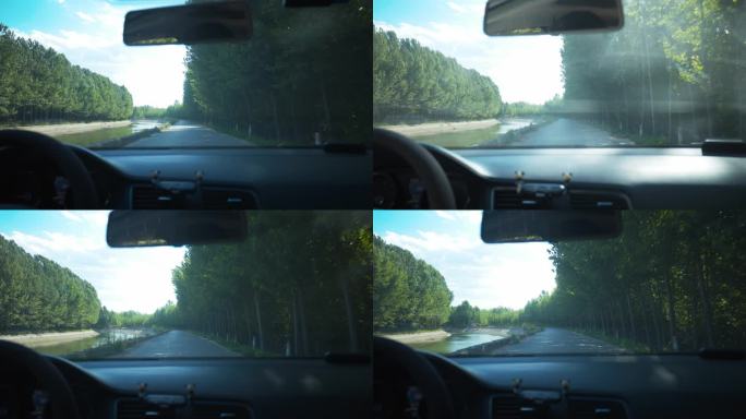 驾驶视角行驶在乡间颠簸的公路小道