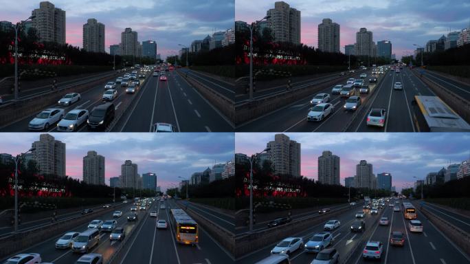 北京二环路黄昏夜景