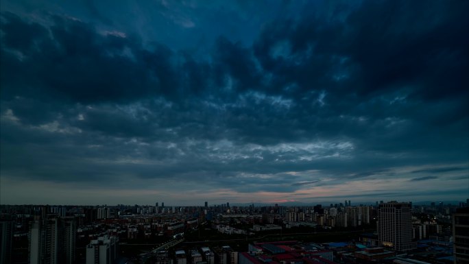 城市夕阳景色延时摄影4K