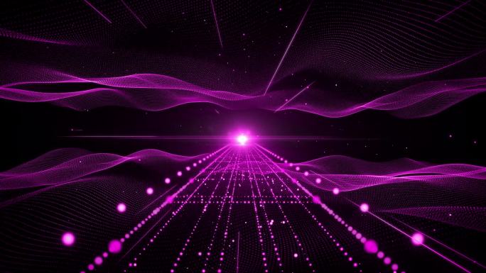 紫色三维空间粒子晚会背景AE模板