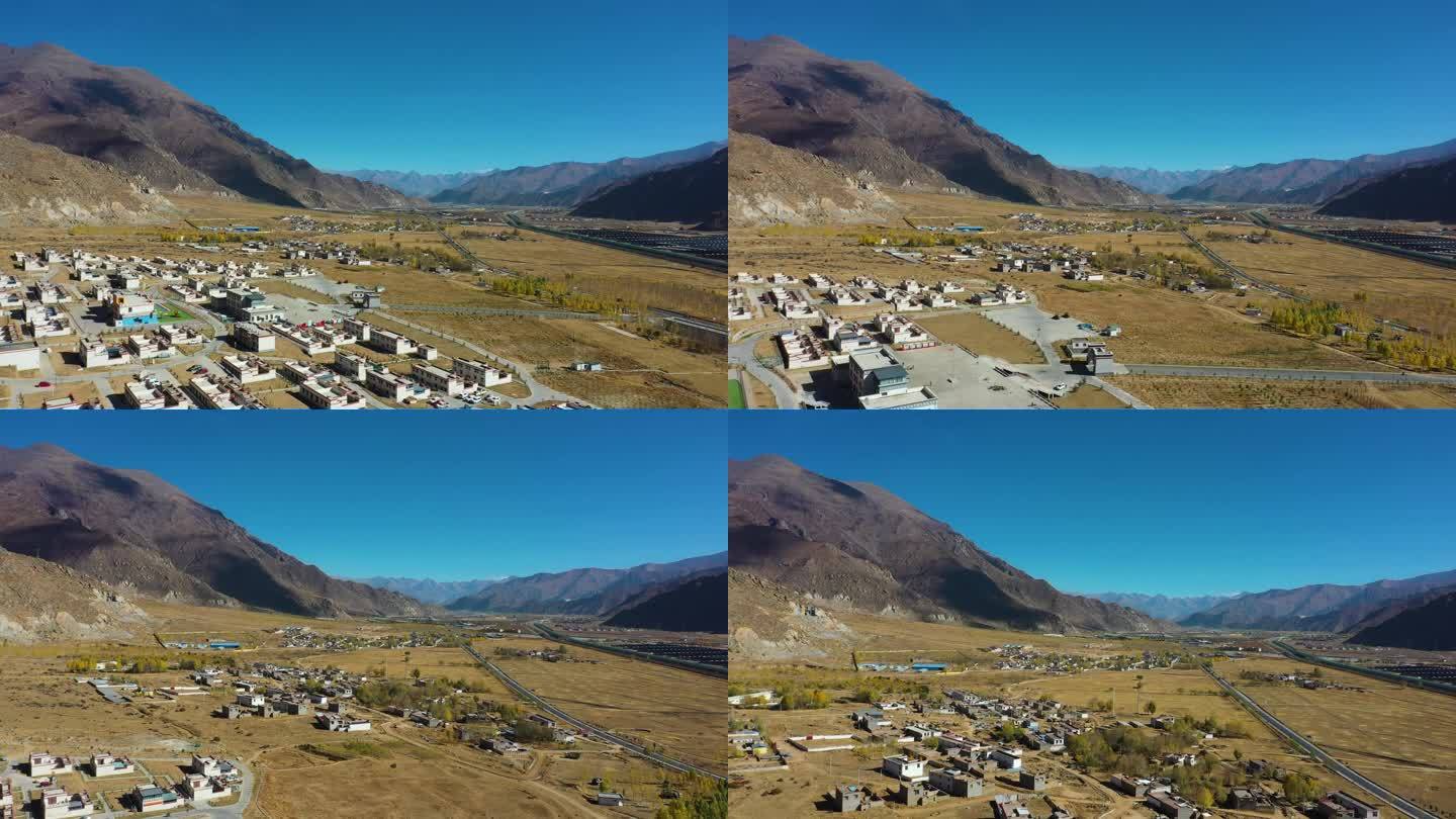 西藏秋天 秋季 西藏农田 村庄318国道