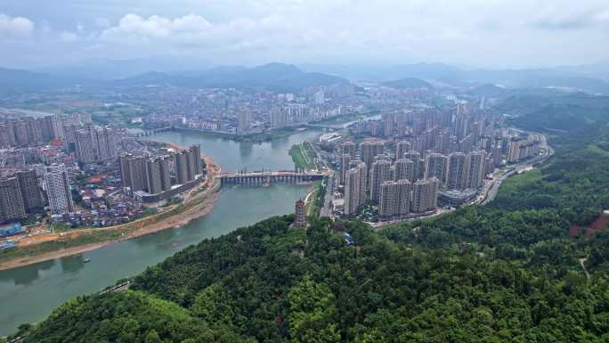 航拍福建南平建瓯城市大景