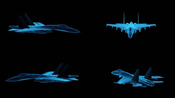 歼15战斗机蓝色科技线条通道素材