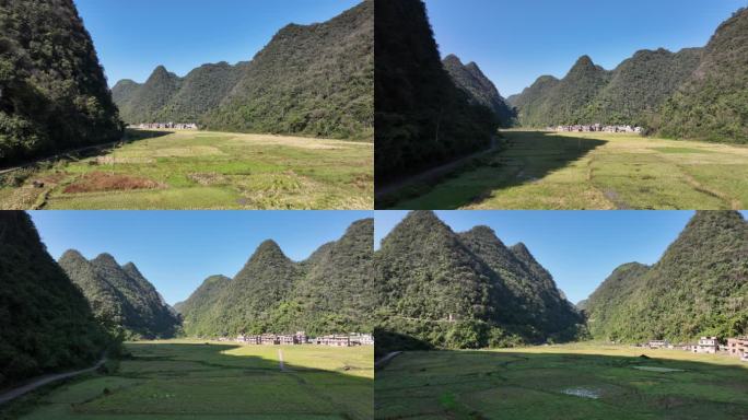 贵州荔波茂兰山脉田野村庄航拍4K