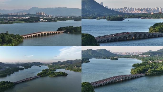 杭州湘湖政和桥4K航拍