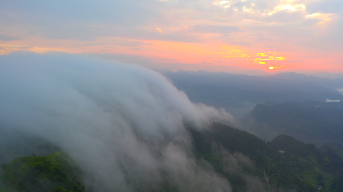 重庆南川风吹岭日出云海延时4K