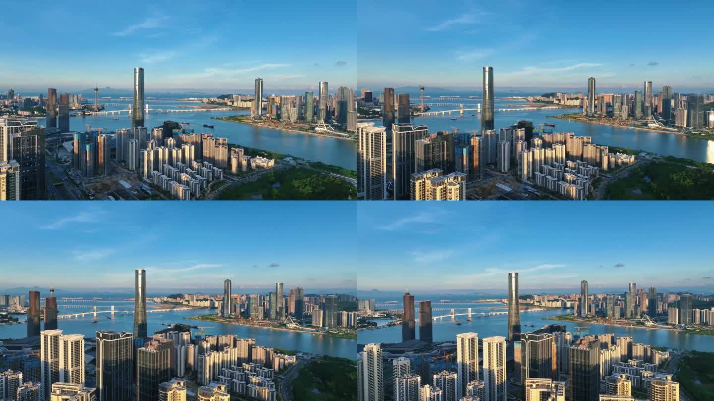 航拍珠海中心厦横琴金融岛
