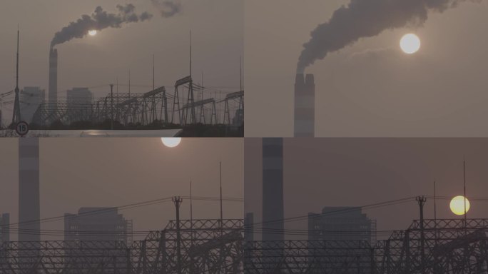 发电厂环境污染大气污染空气污染烟囱夕阳