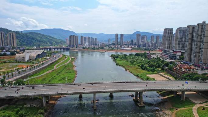 航拍福建南平建瓯城市大景