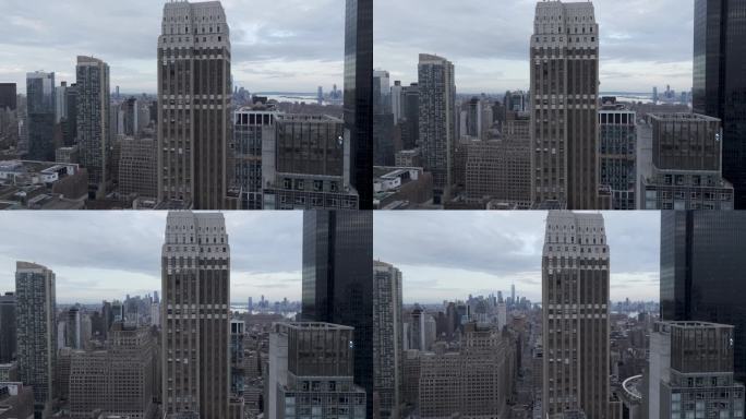 城市航拍纽约曼哈顿摩天大楼宾夕法尼亚区