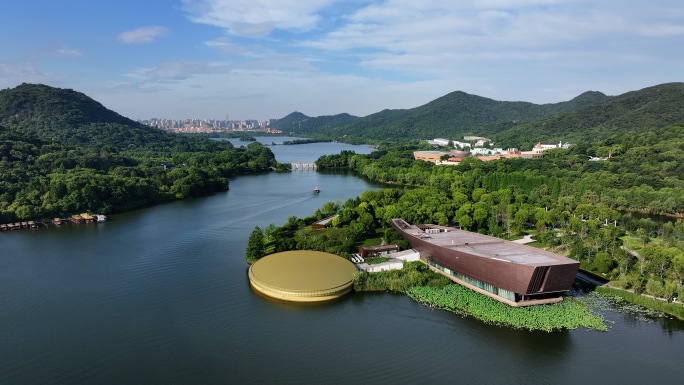 杭州湘湖跨湖桥博物馆4K航拍