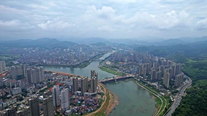 航拍福建南平建瓯城市大景