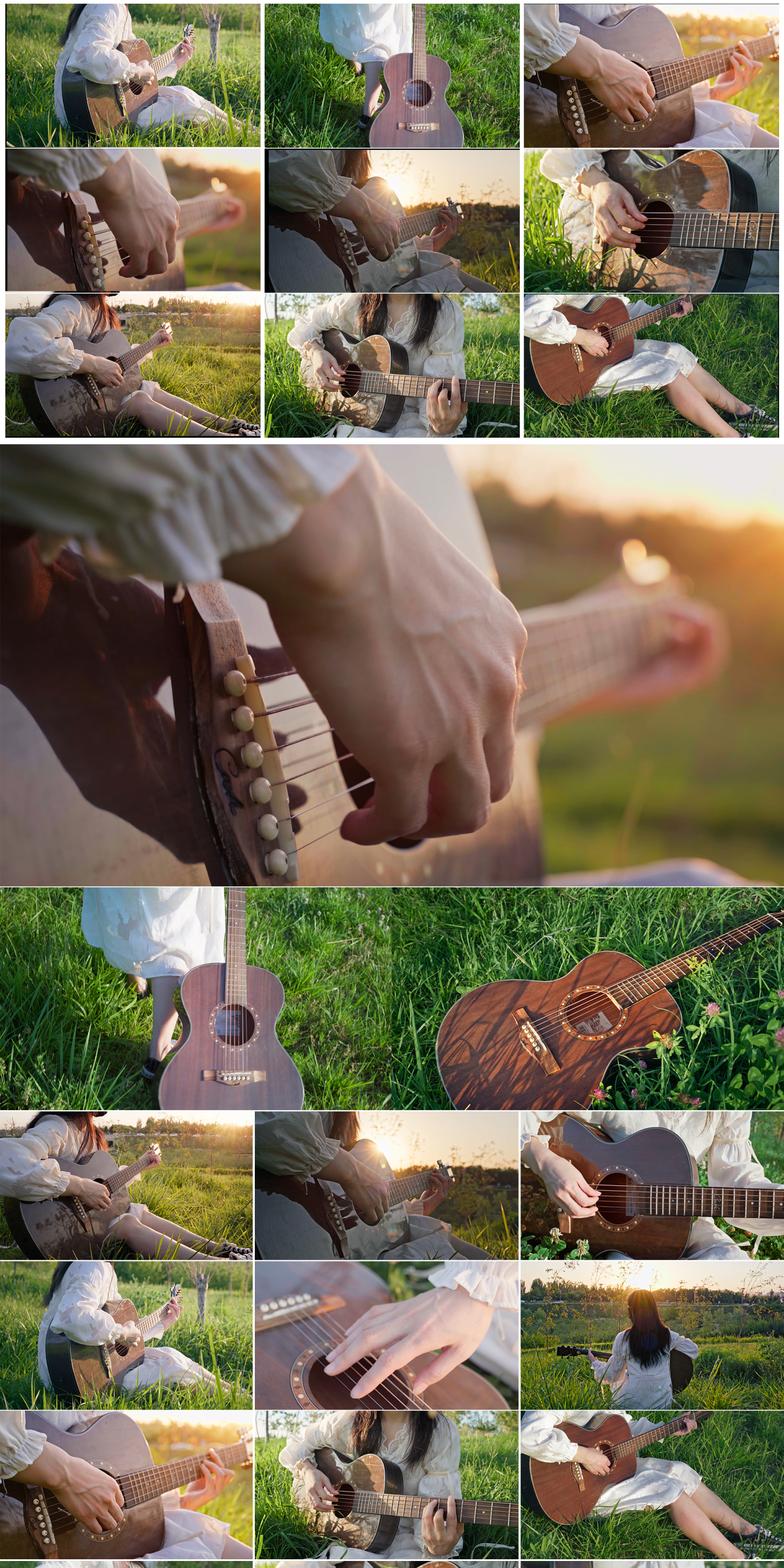 草地上的女孩弹吉他