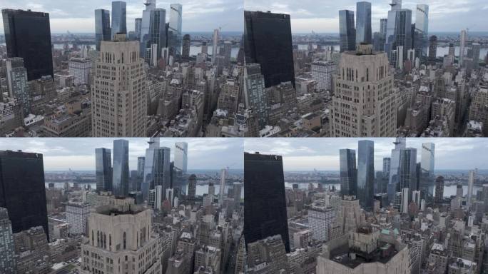 城市航拍纽约曼哈顿中城区摩天大楼天际线
