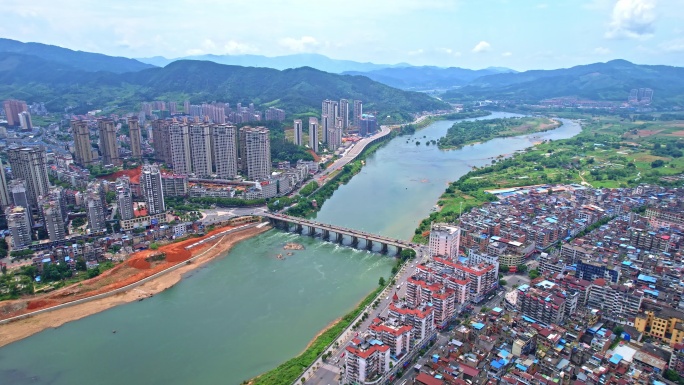 航拍福建南平建瓯城市大景