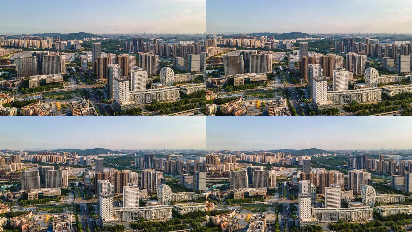 广州萝岗香雪商业建筑群延时环绕航拍4k
