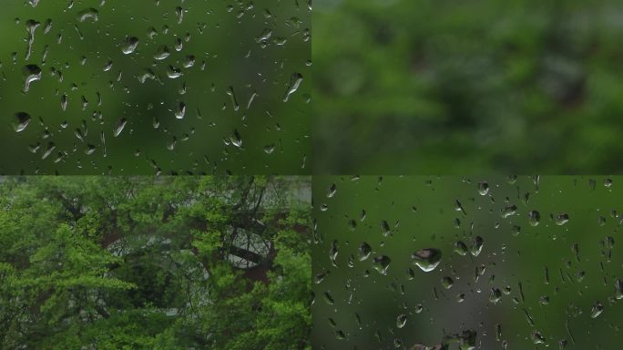 玻璃窗上的雨滴水滴窗户水珠