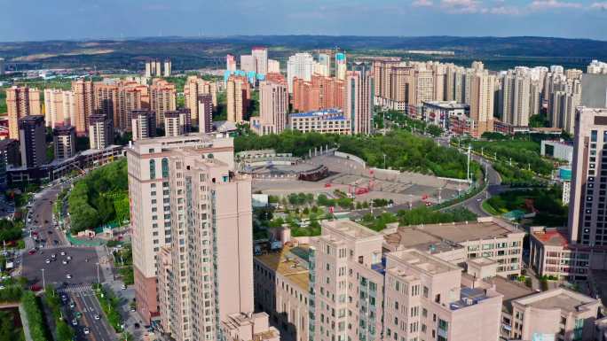 陕西省榆林市榆阳区经济开发区地标建筑航拍