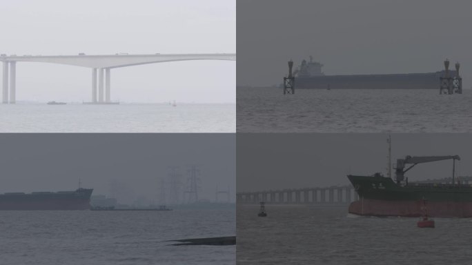 长江航运船只运输往来苏通大桥