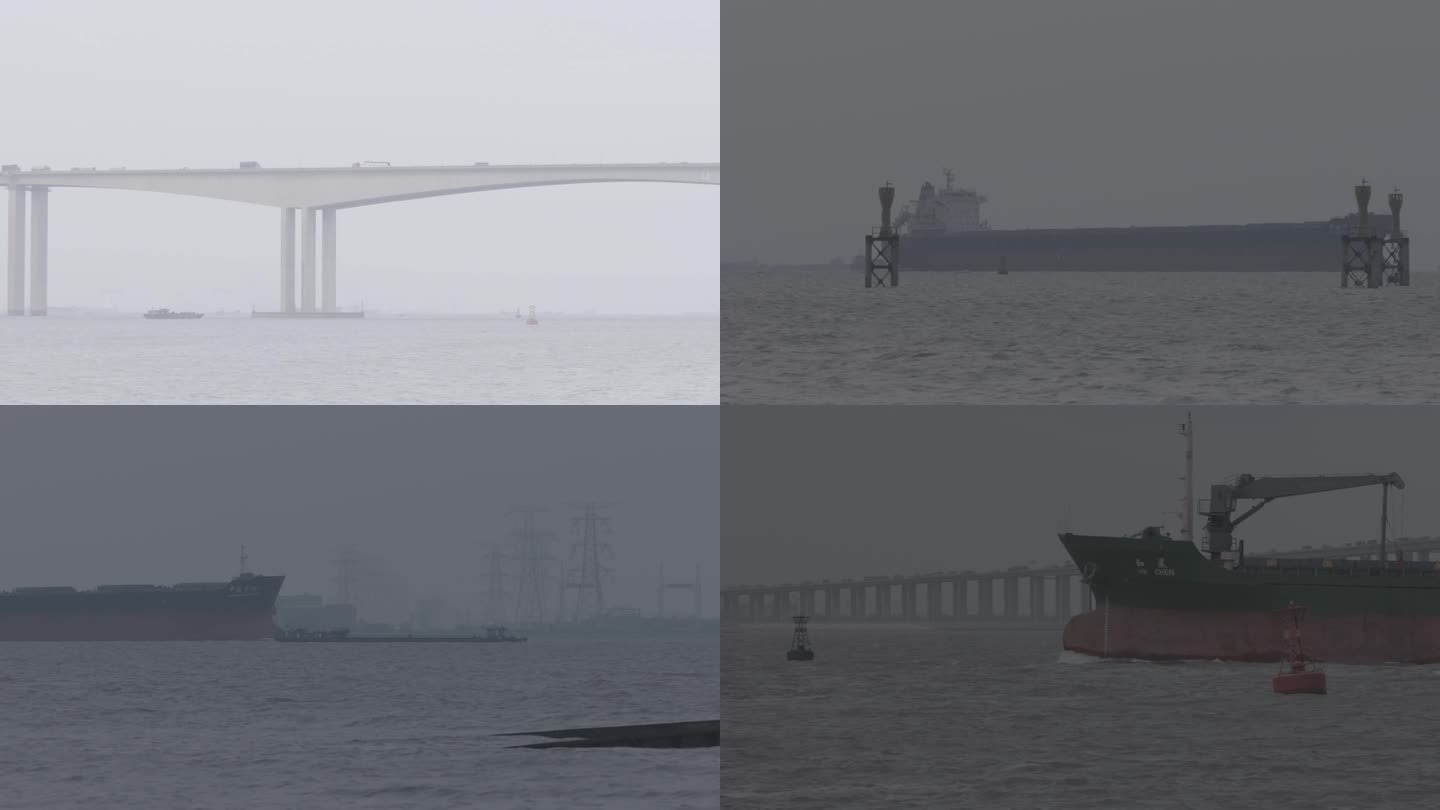 长江航运船只运输往来苏通大桥