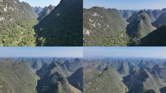 贵州荔波茂兰山脉田野航拍4K