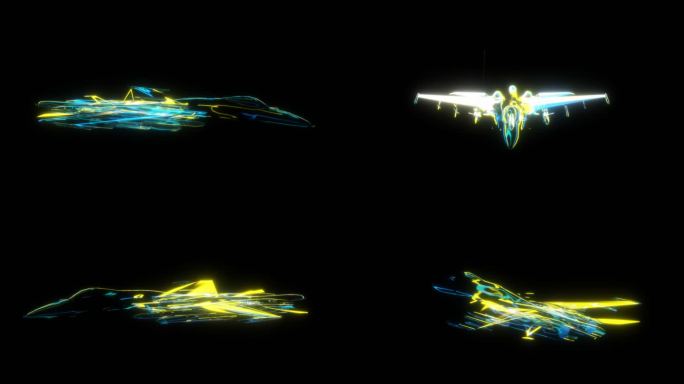 歼15战斗机赛博朋克风全息通道素材