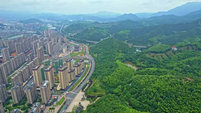 航拍福建南平建瓯城市大景