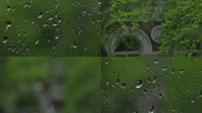 玻璃窗上的雨滴水滴窗户水珠