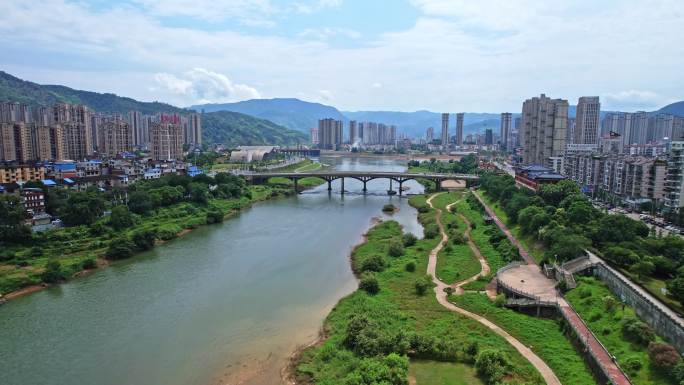 航拍建瓯城市大景