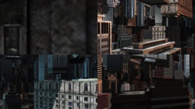 8K超宽屏三维镜像城市背景素材