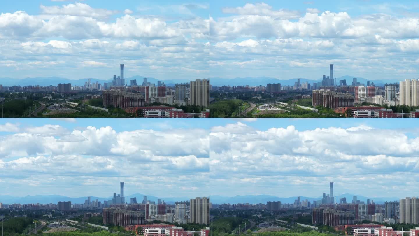 4K实拍蓝天白云延时摄影城市建设经济发展