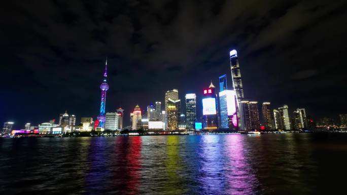 上海外滩陆家嘴夜景延时