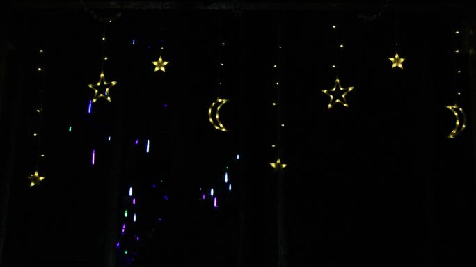 闪耀的月亮星星灯串 园艺装饰