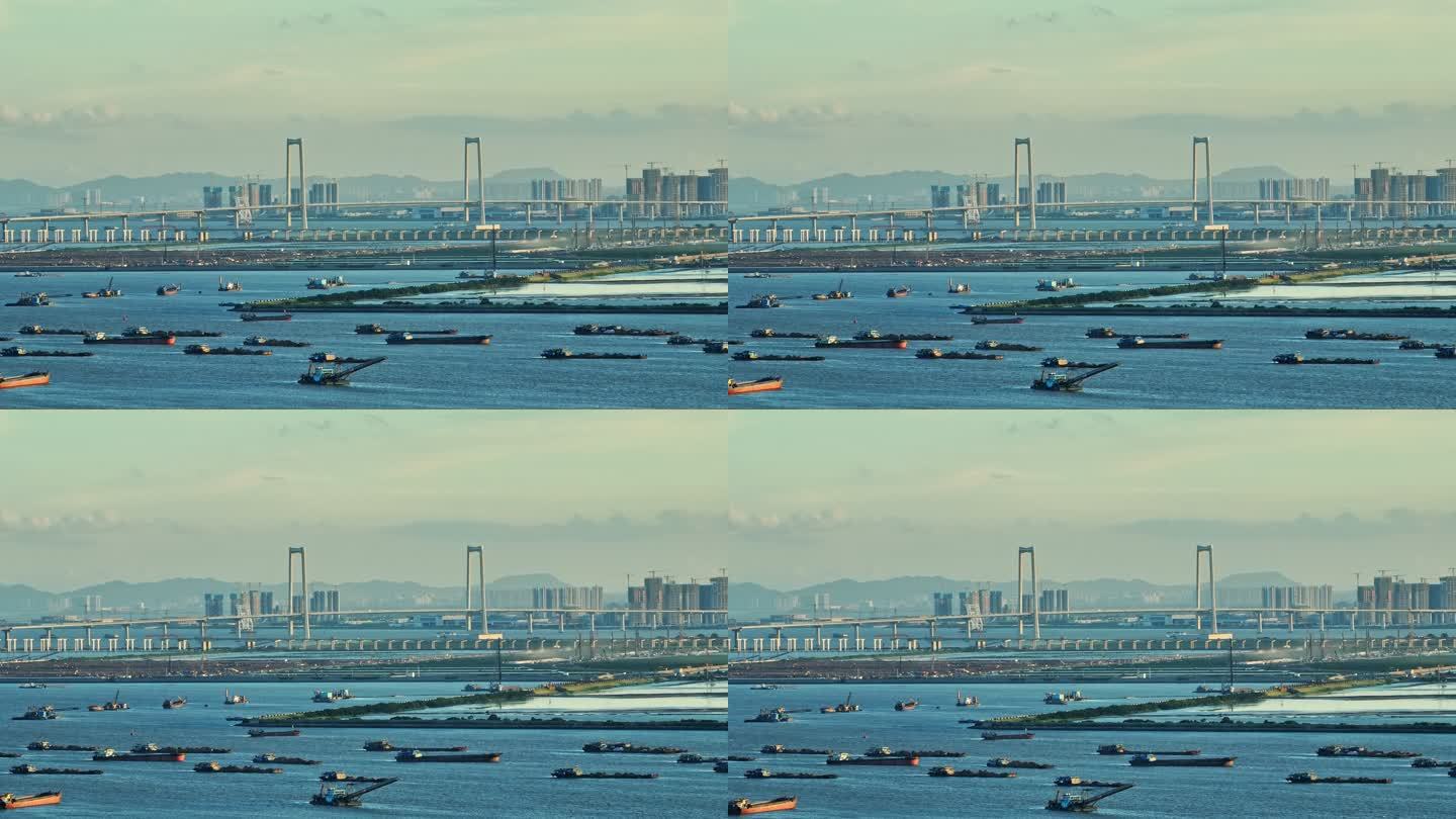 4k广州南沙港看深中通道航拍