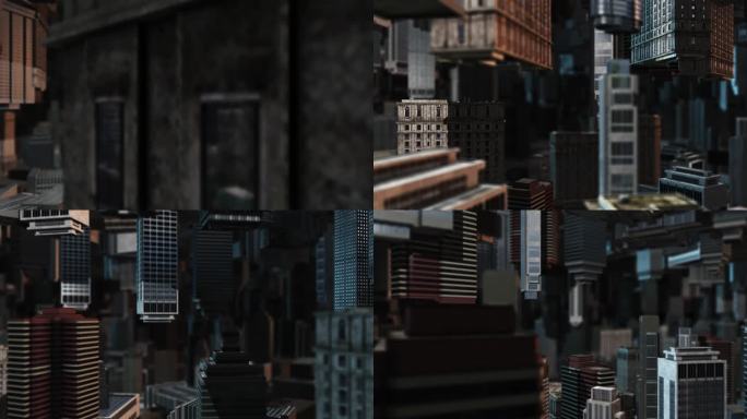 4K三维科幻镜像城市背景素材
