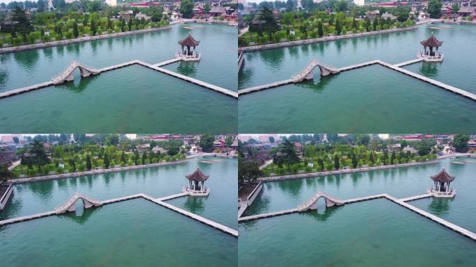 辉县2021年7月百泉湖景色环绕湖心桥2