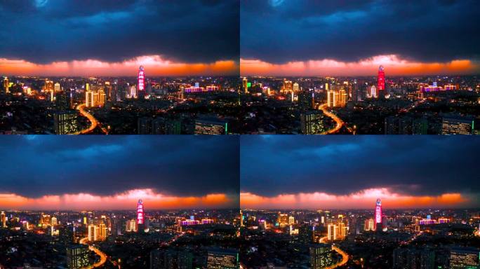 济南绿地中心4k航拍延时雨前