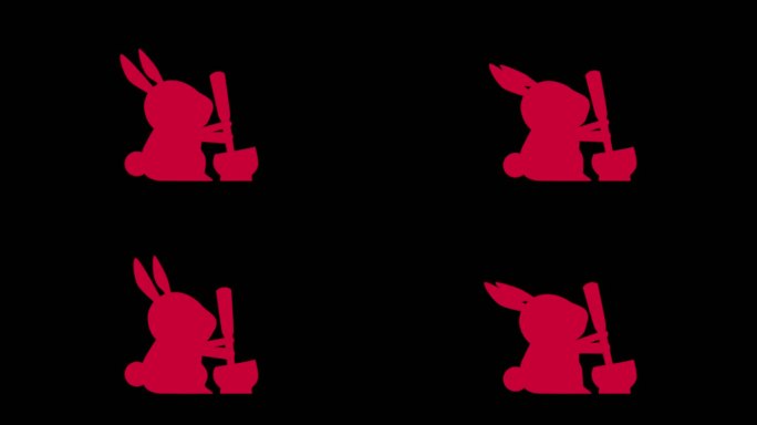 【中秋素材】带通道的玉兔捣药循环动画